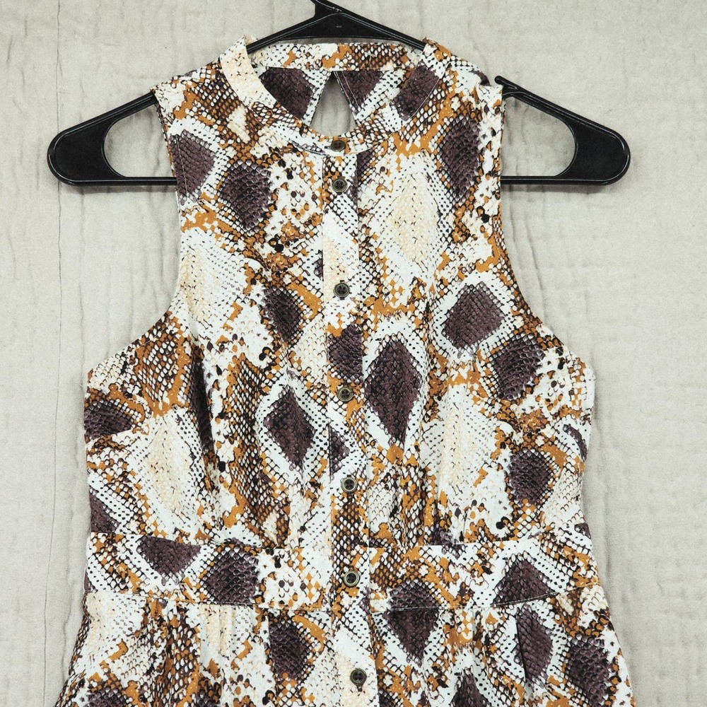 Anthropologie Maeve Maxi Dress 4 Brown Snakeskin Print Tiered Button Front Boho - Picture 9 of 12
